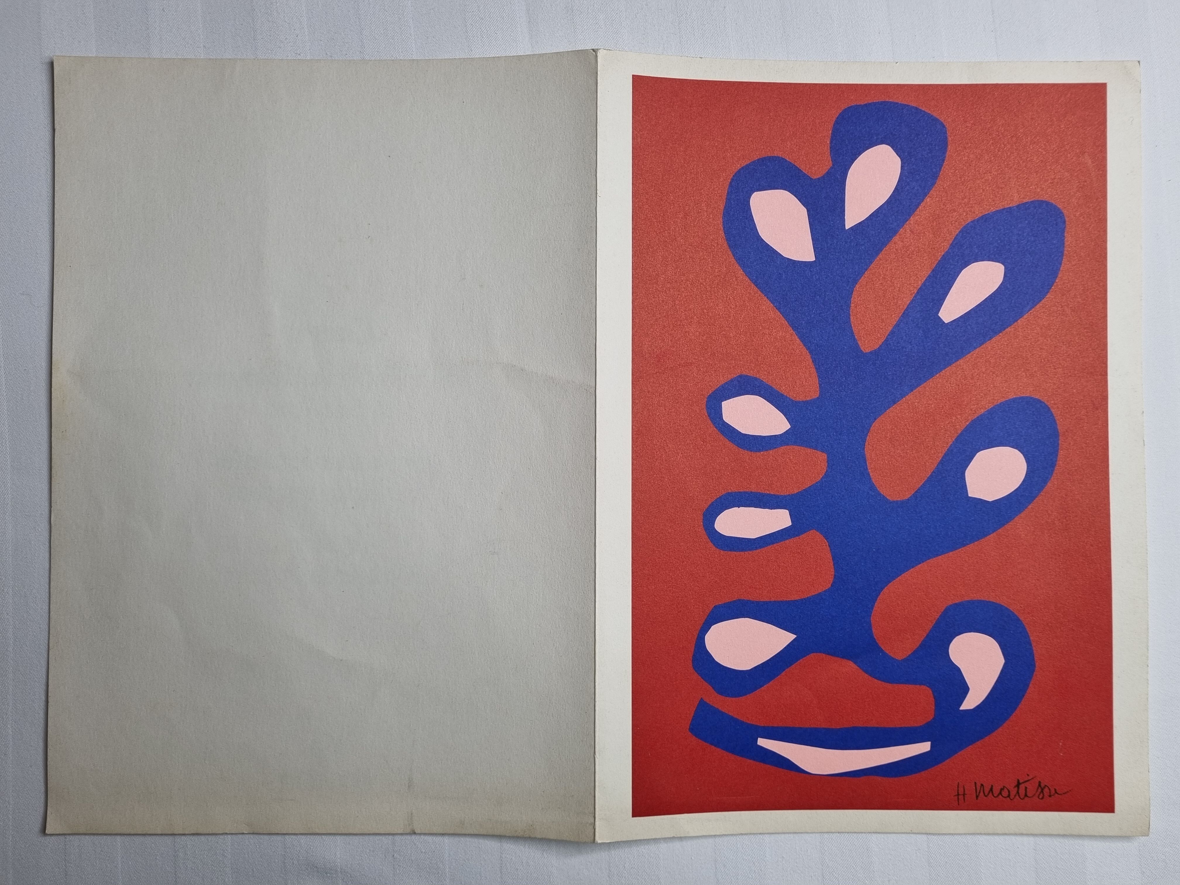 Palme bleue sur fond rouge, Canson 1981, 29 cm