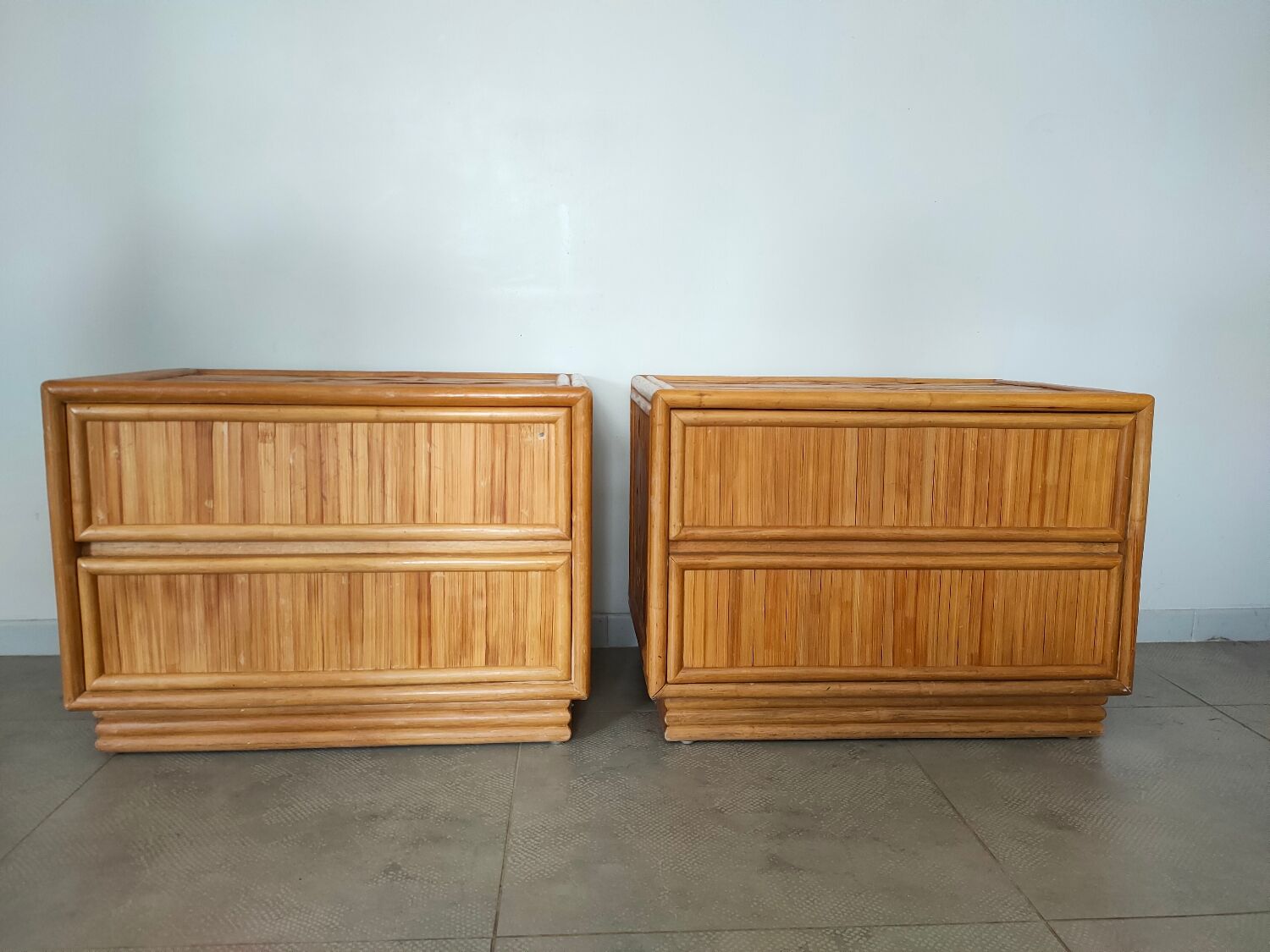 Deux commodes en bambou, circa1970