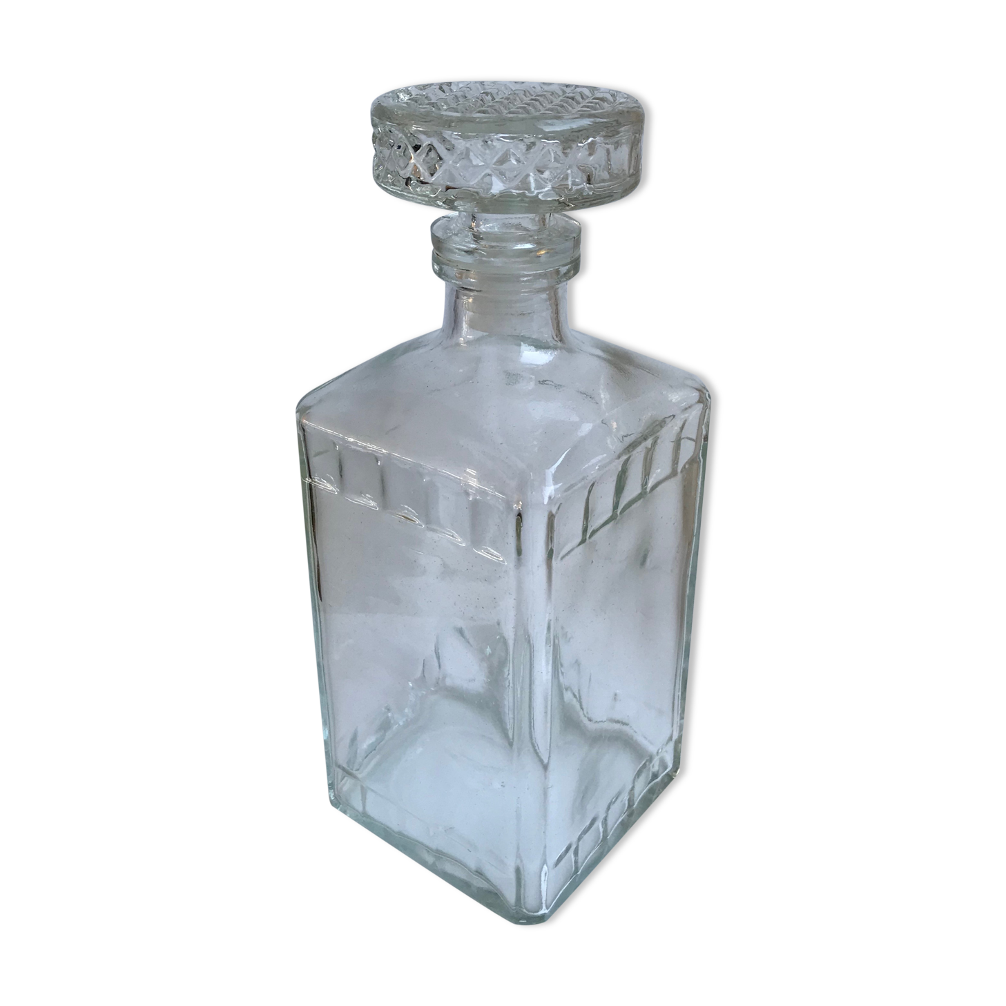 Vintage 70s round cork whisky carafe