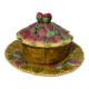 Confiturier vintage Sarreguemines en barbotine – Décor fraises – Ensem