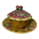 Confiturier vintage Sarreguemines en barbotine – Décor fraises – Ensem