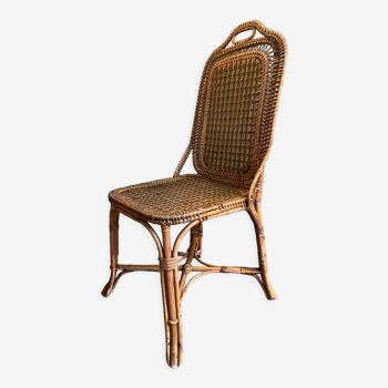 Chaise en rotin vintage maison drucker