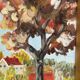 Original Swedish Oil on Canvas - "Autumn Tree" by J. Nilsson - Vintage and Framed - 49 × 38 cm