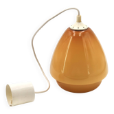Suspension in opaline glass, mustard yellow, camel, 1970s.