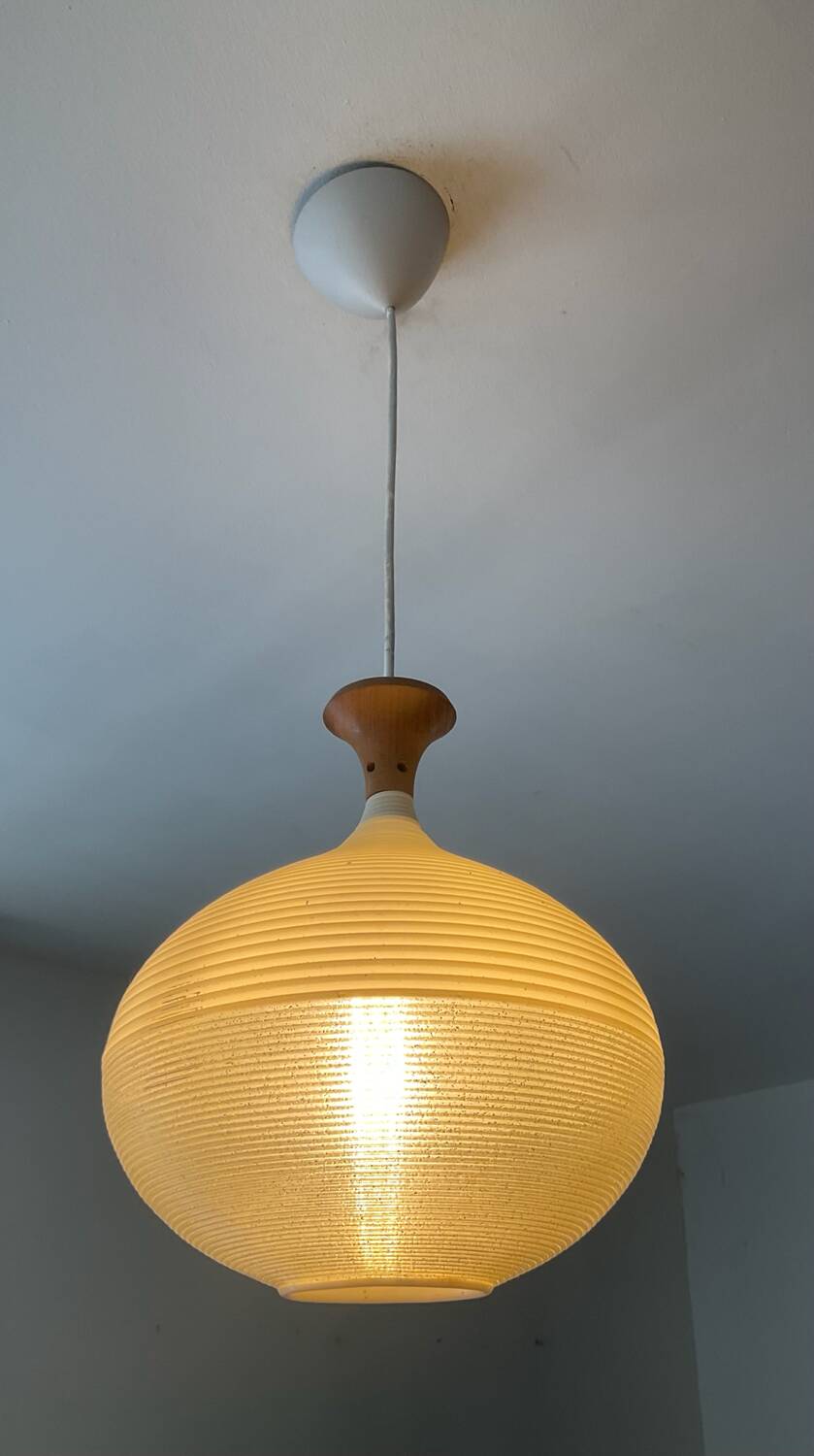 Rotaflex pendant light in Rhodoid and teak from the 1960s