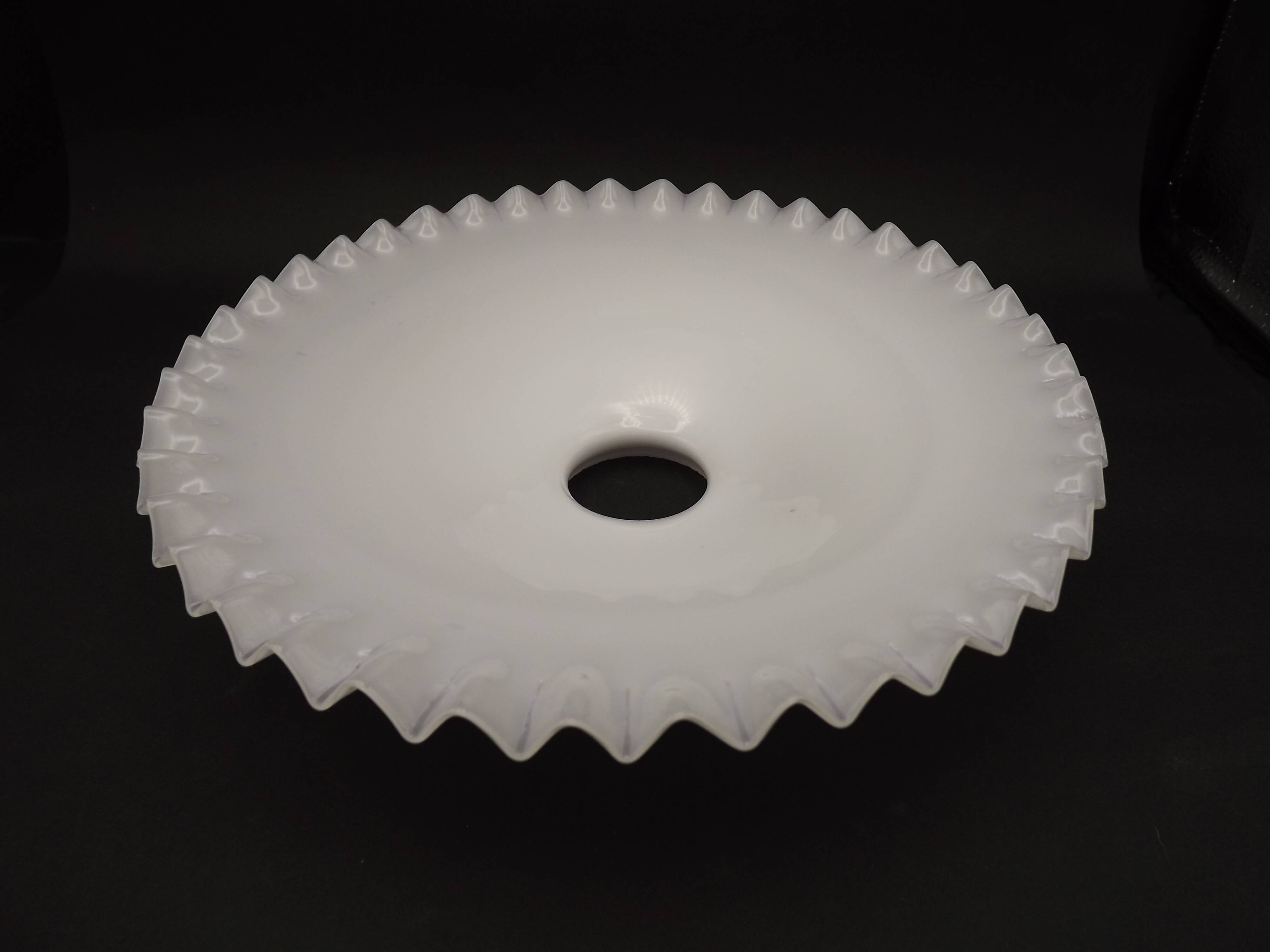 Opaline white glass pendant lampshade with scalloped edge 256