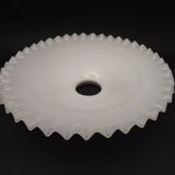 French Frilled Glass Pendant Shade White Opaline Glass Scalloped Edge 256