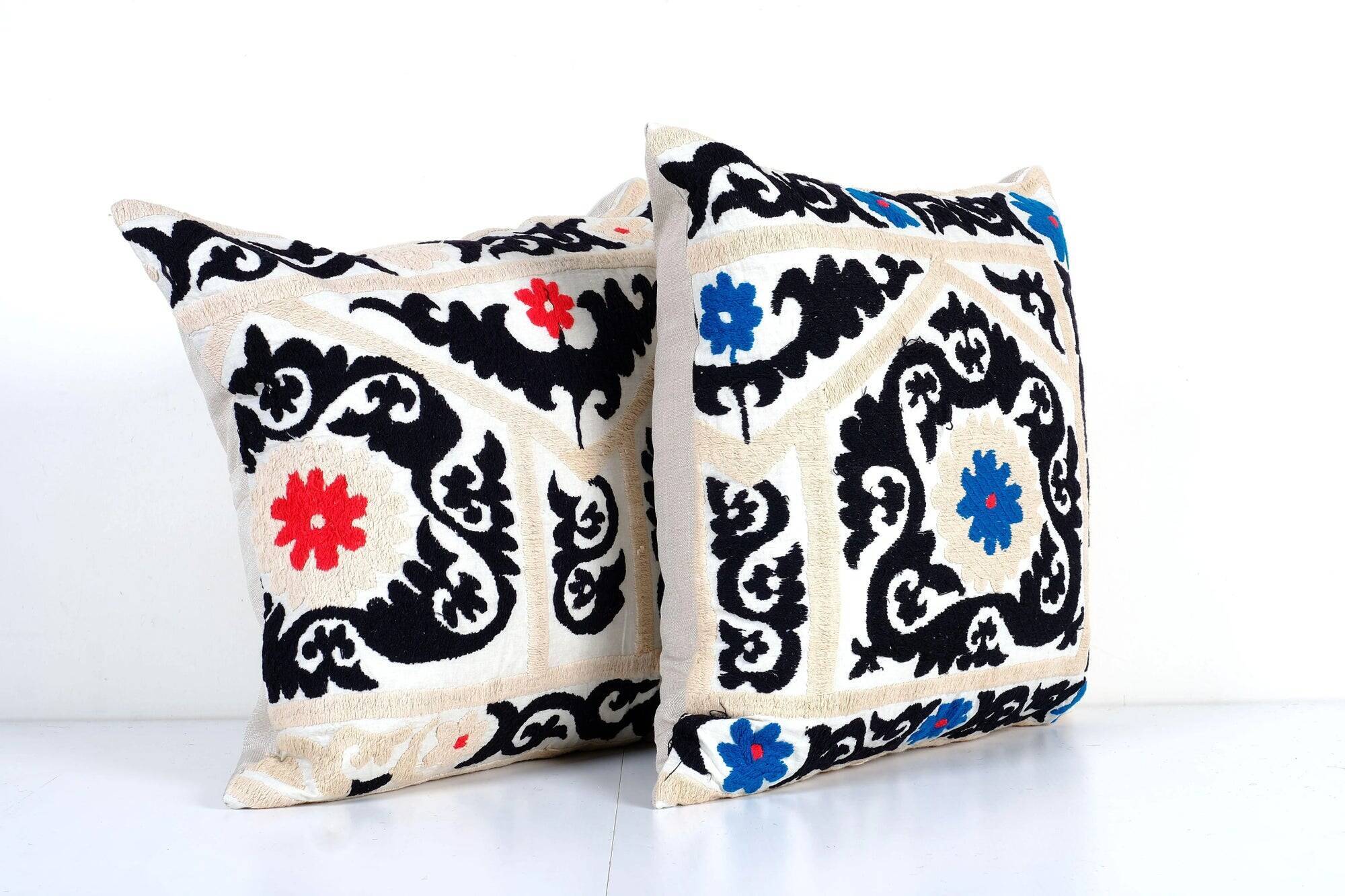 Set of 2 vintage embroidered cushion covers 53x56 cm