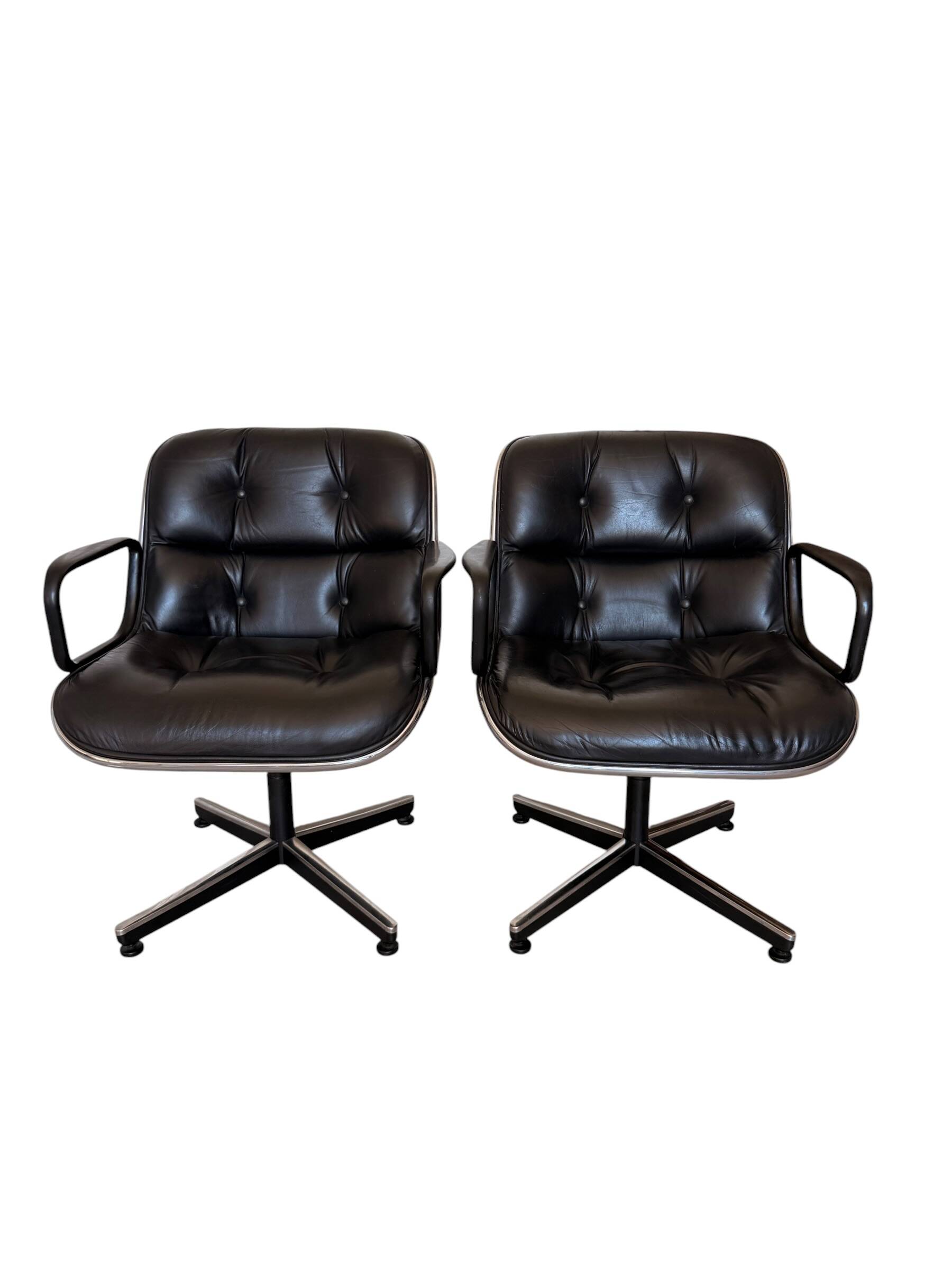 Paire de Fauteuils "Executive" Pollock pour Knoll - Cuir Noir