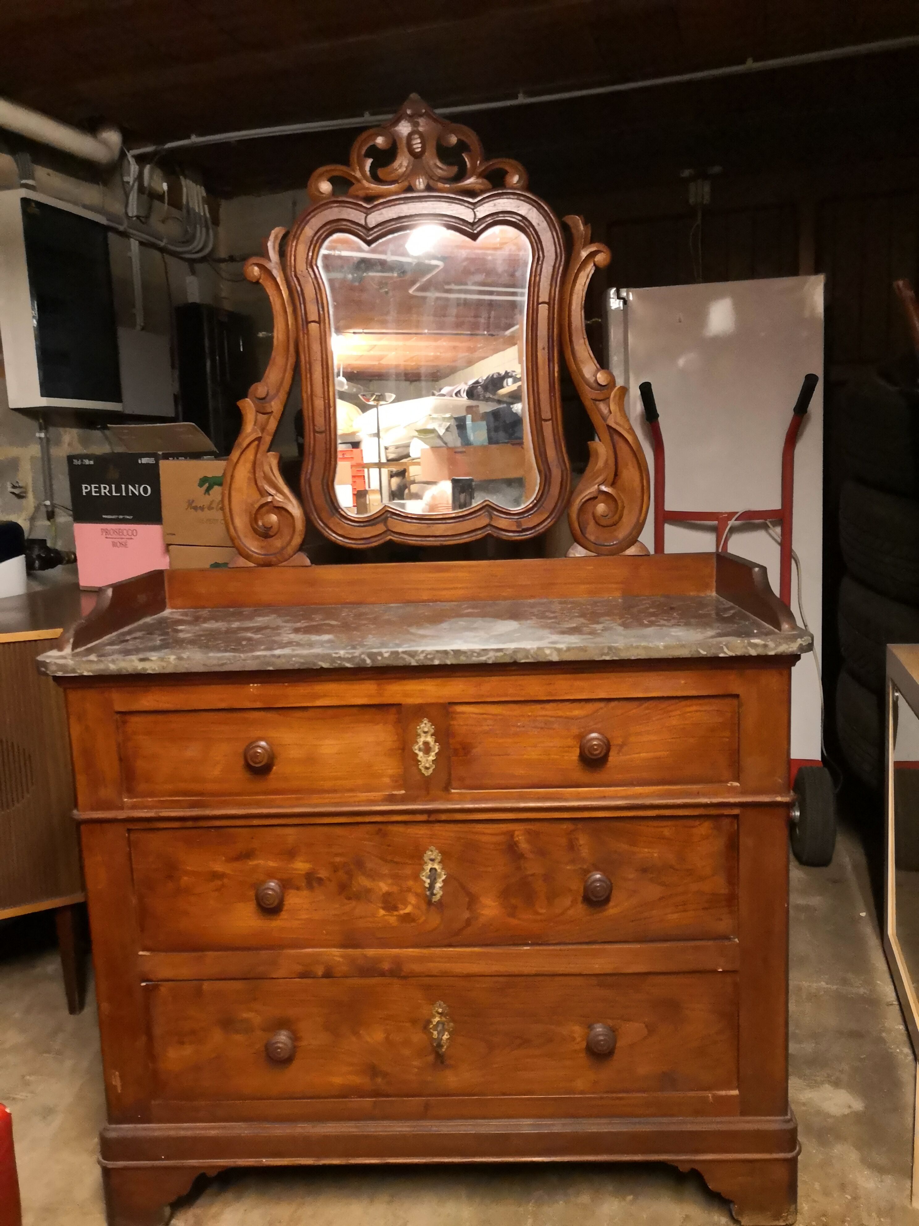 Coiffeuse Louis Philippe dessus marbre