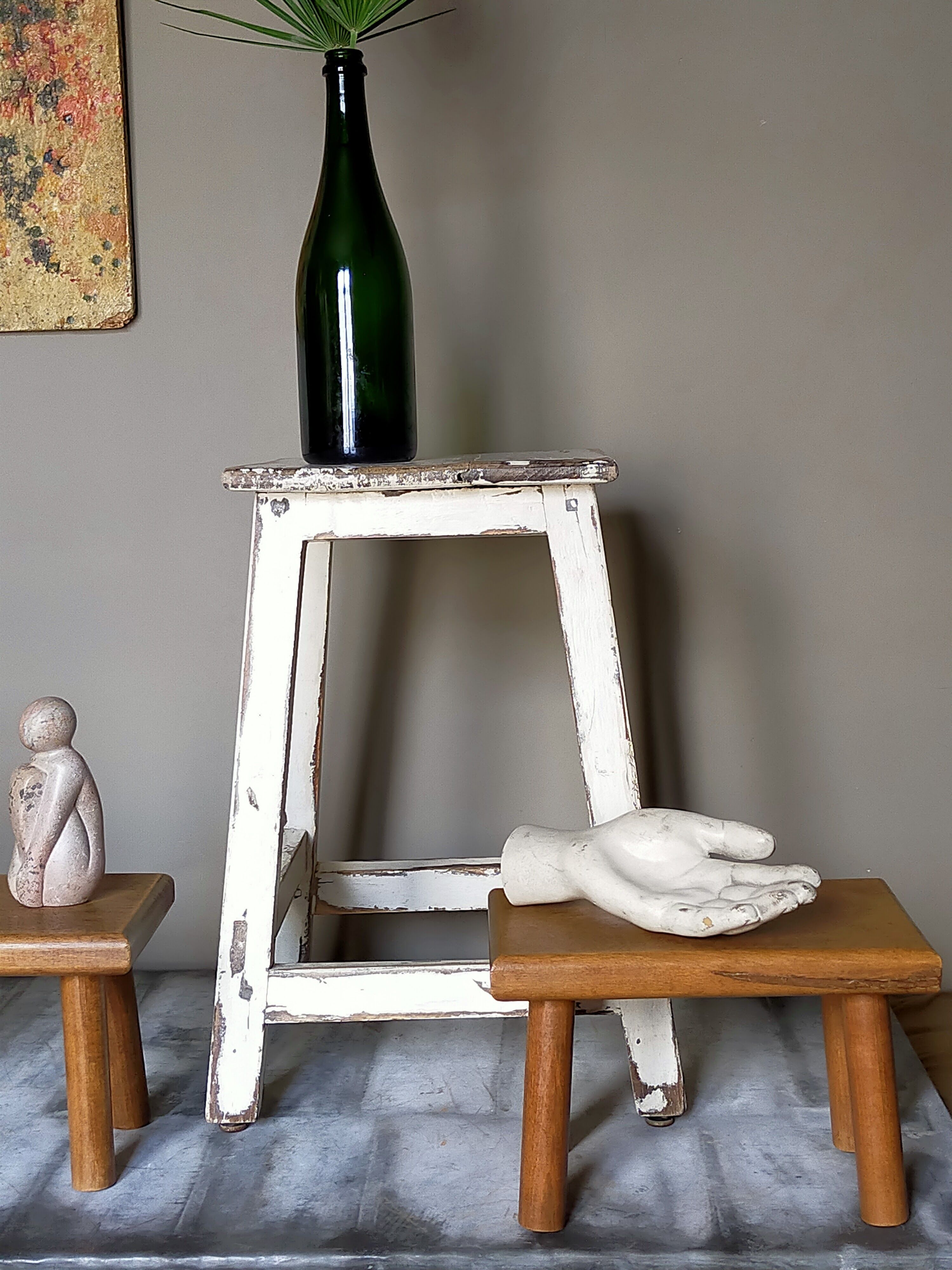 Pair of vintage oak footrests