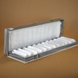 vintage knife holder X 12, Daum Cristal France knife rest, vintage signed cutlery holder