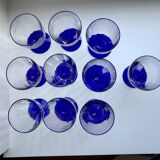 Lot de 10 verres à pieds bleus années 60-70
