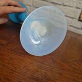 Large vintage blue and white opaline vase