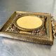 Cadre en métal antique en laiton doré cadre 10,5 cm x 9 cm verre convexe