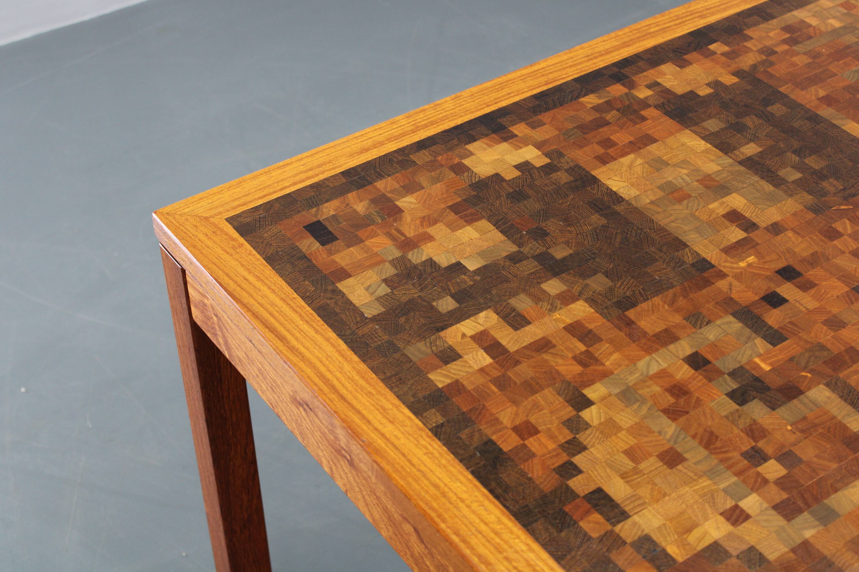 1980s Danish end-grain mosaic coffee table by Middelboe & Linduma for Tranekaer