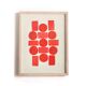 Abstract painting 30x40 geometric illustration in red signed Eawy.