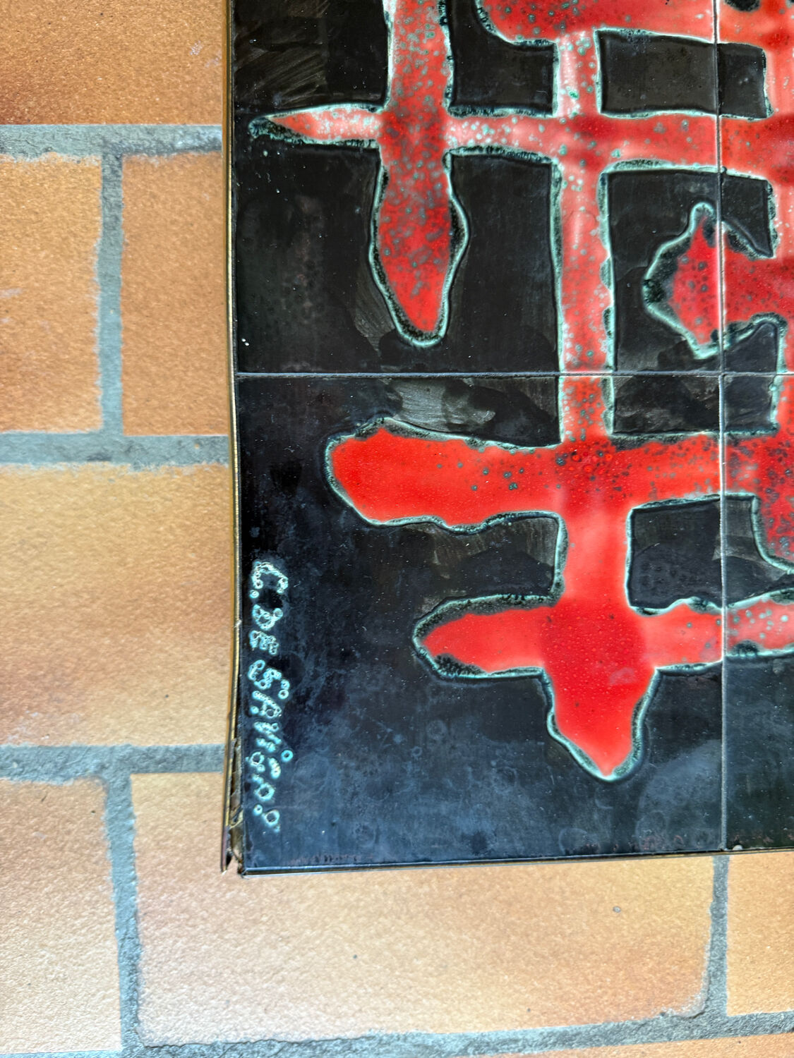 ceramic panel from the 1950s signed C de Savigny