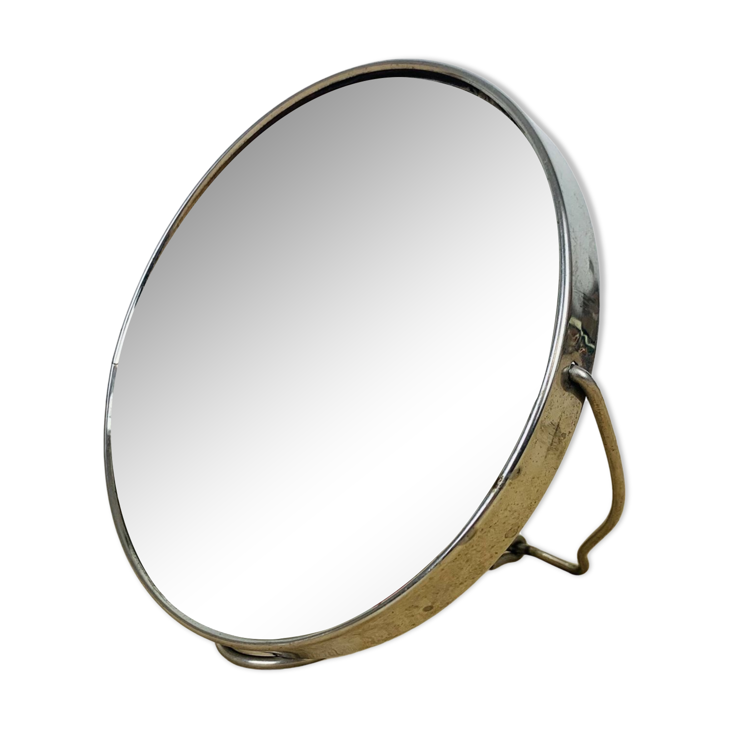 Round double-sided magnifying barber mirror