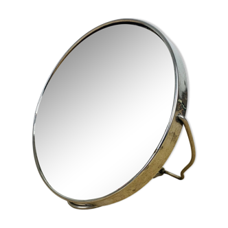 Round double-sided magnifying barber mirror