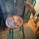 High stool for drawing table architect metal and wood restored delivery offered