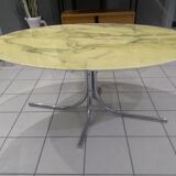 Arabescato marble oval dining table 1970