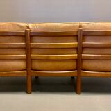 Teak and leather sofa scandinavian design 1960