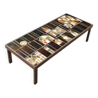 Ceramic coffee table by Roger Capron, Vallauris 1970s