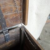 Old chest - dowry console from Bikaner in teak and wrought iron