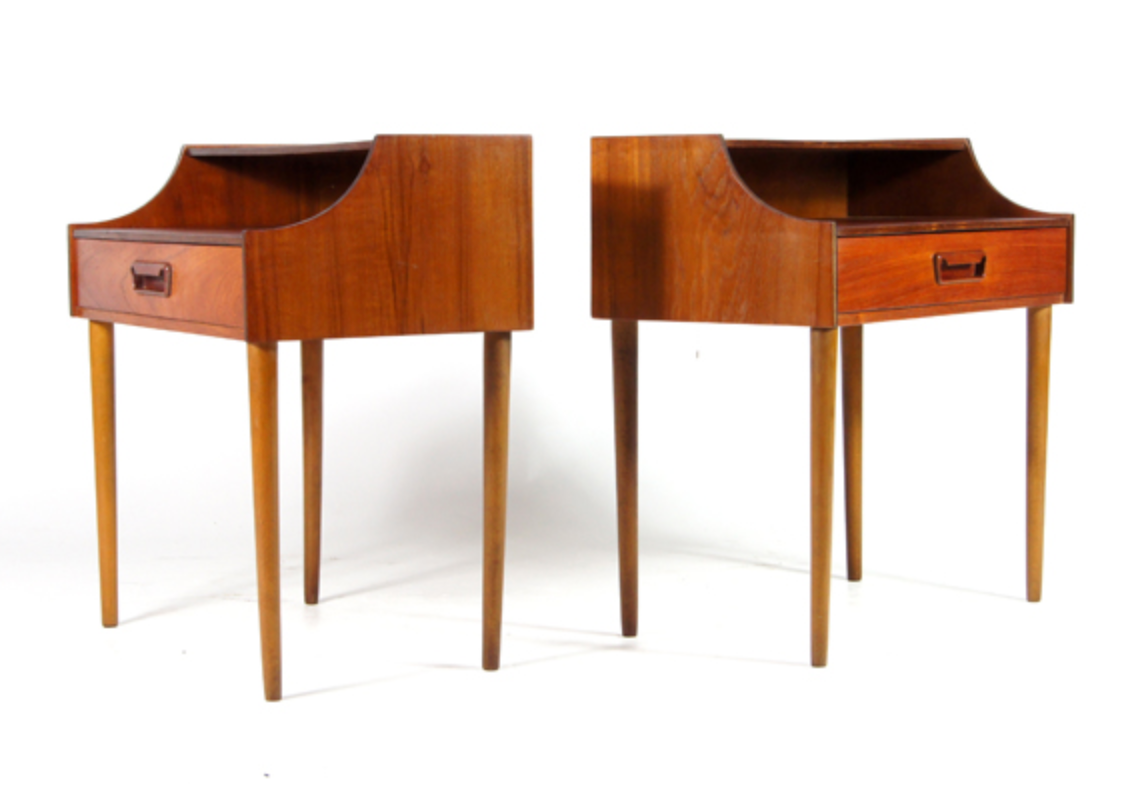Pair of vintage Danish modern teak bedside tables