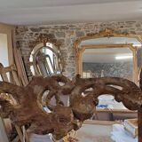 18th century gilded wooden console with 2 legs