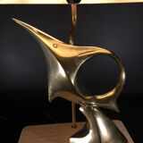 Hollywood Regency modernist stylized fish table lamp / sculpture, bro