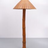 Large Real Bamboo Tiki Floor Lamp, 1980s