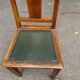 Art Deco chair in solid oak wood and green leather