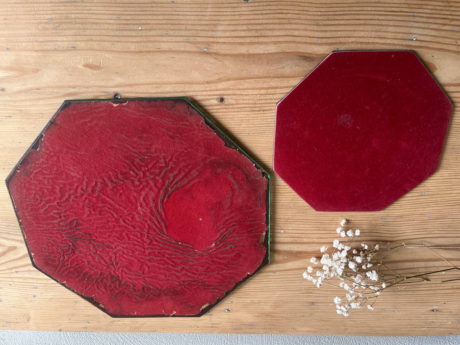 Vintage octagonal beveled mirrors