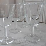 Set of 9 wine glasses in crystalline engraved 60s