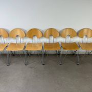 6 Mikado chairs 1800, stackable, design by Walter Leeman for Kusck&co.