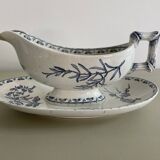 Sauce boat in blue iron earth Sarreguemines model Carmen