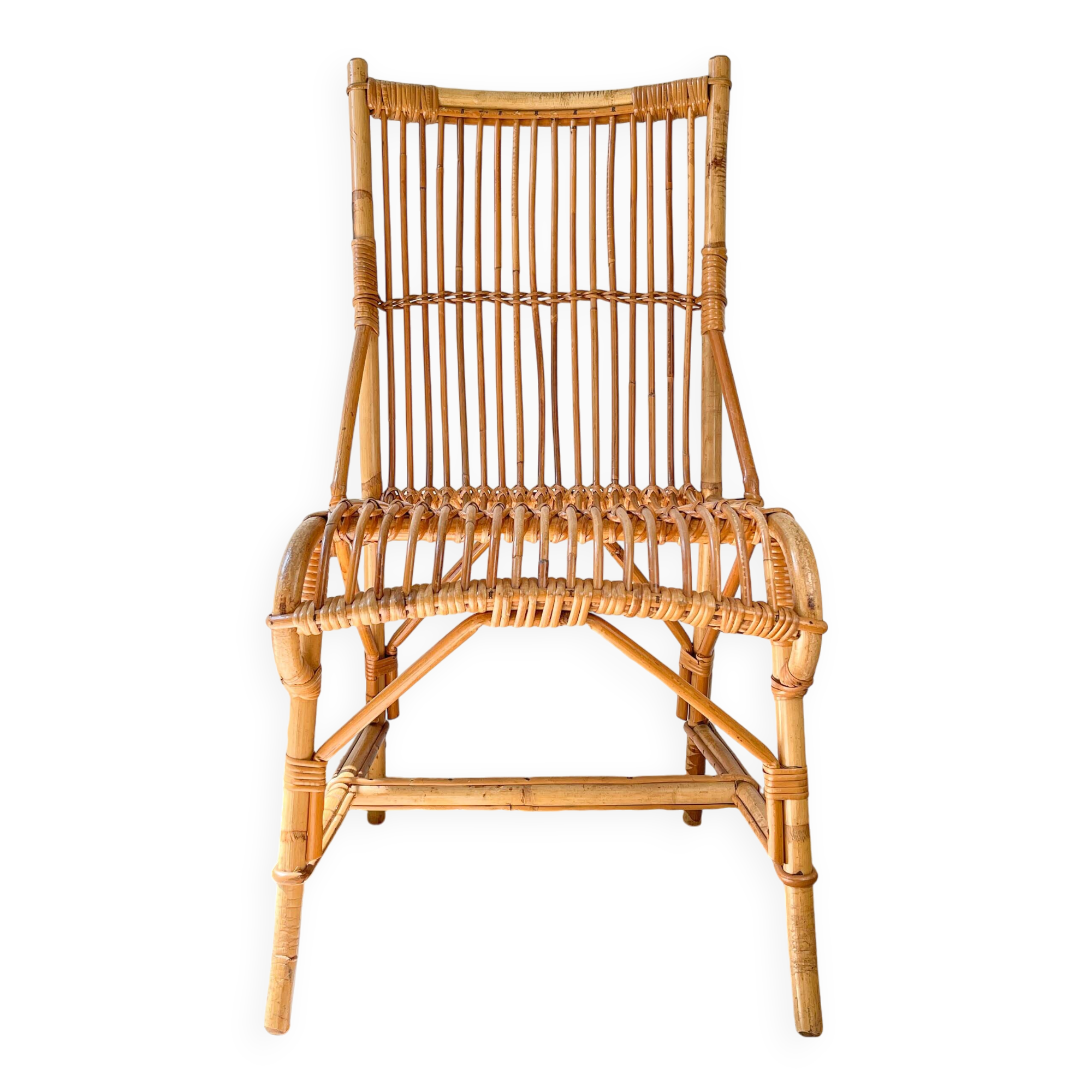 Chaise en rotin vintage 1970