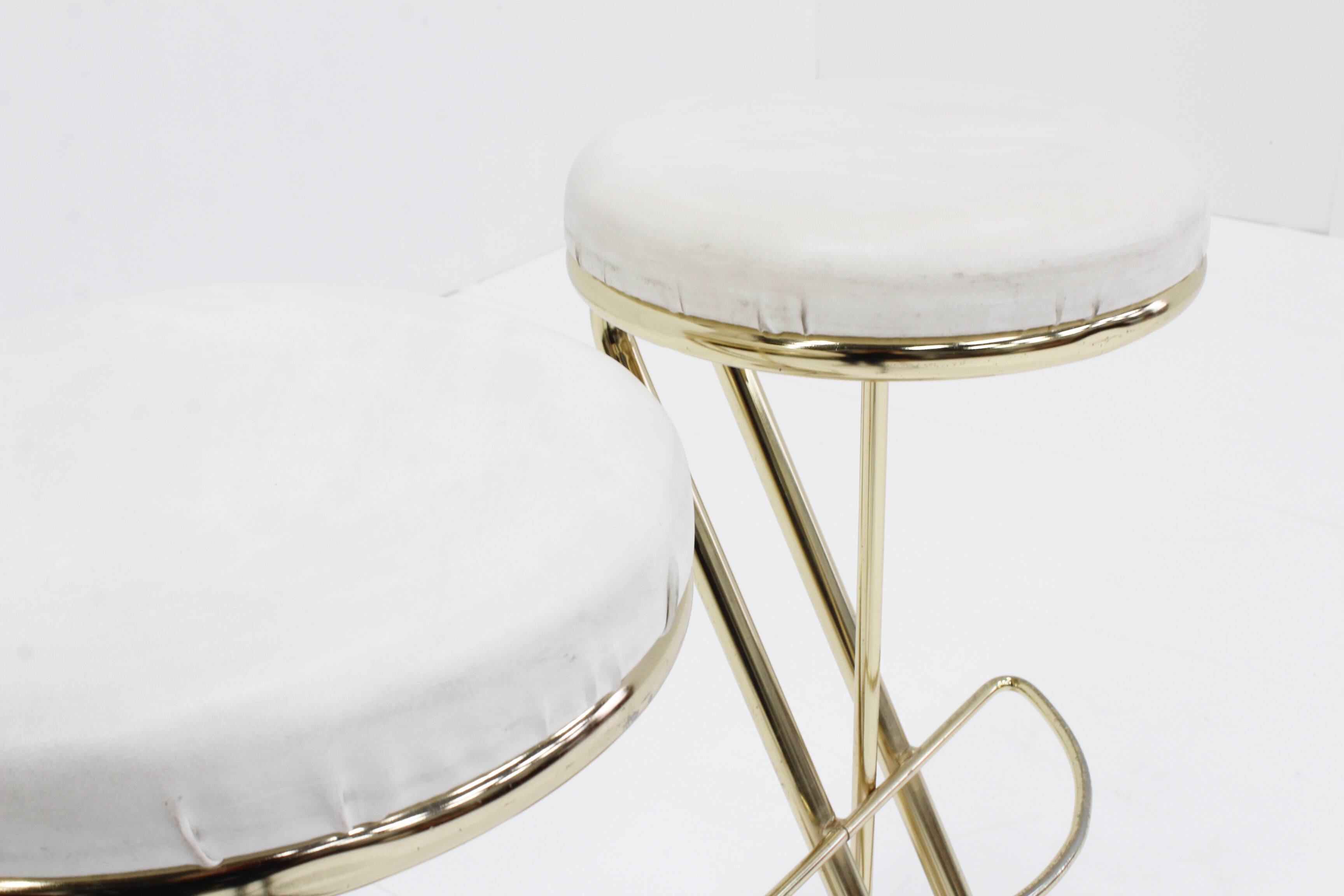 Tabourets de bar italiens vintage en laiton, lot de 2