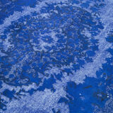 Tapis bleu oriental contemporain des années 1980 noué à la main 174 cm x 273 cm
