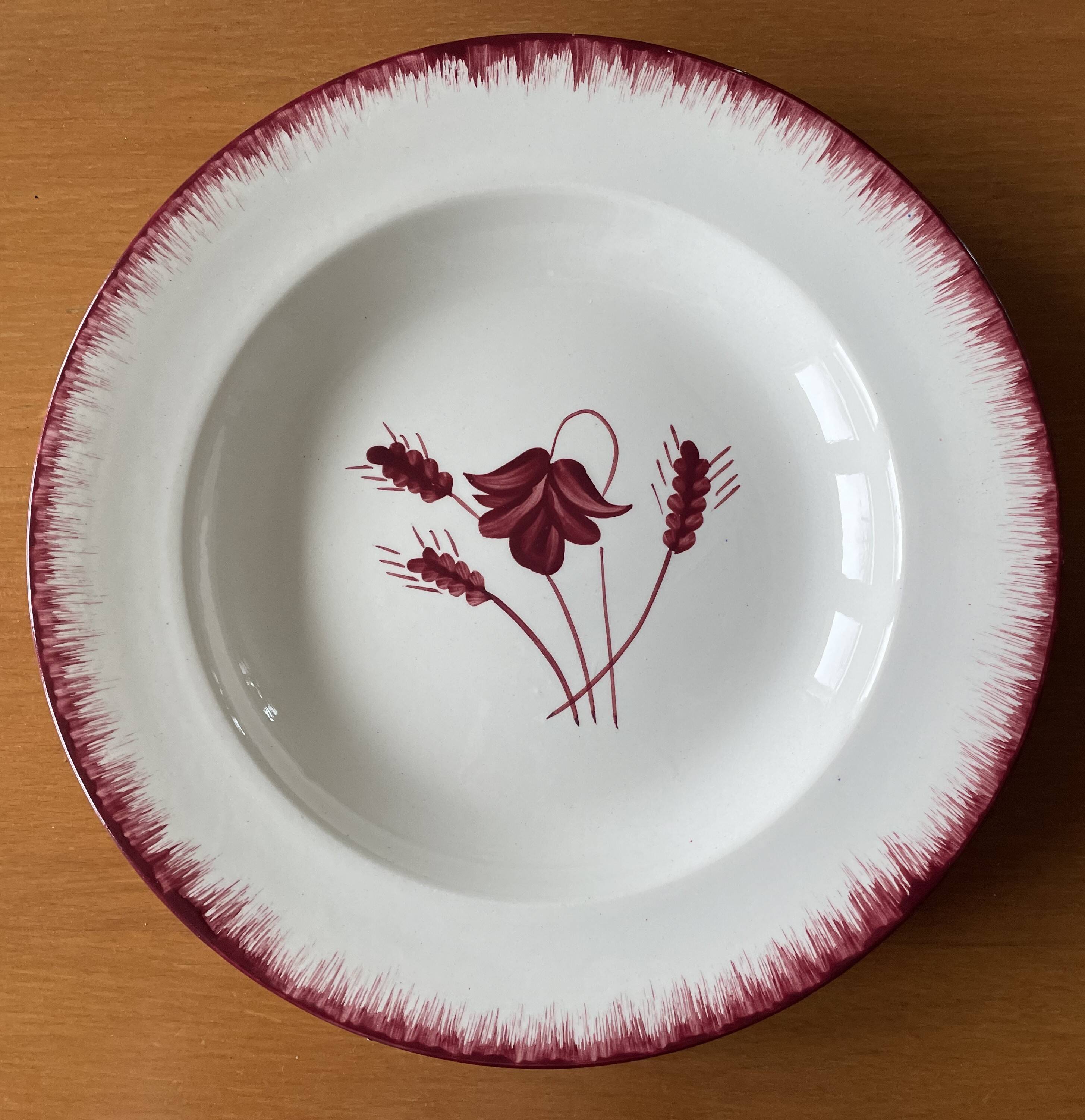 6 large old soup plates in saline earthenware