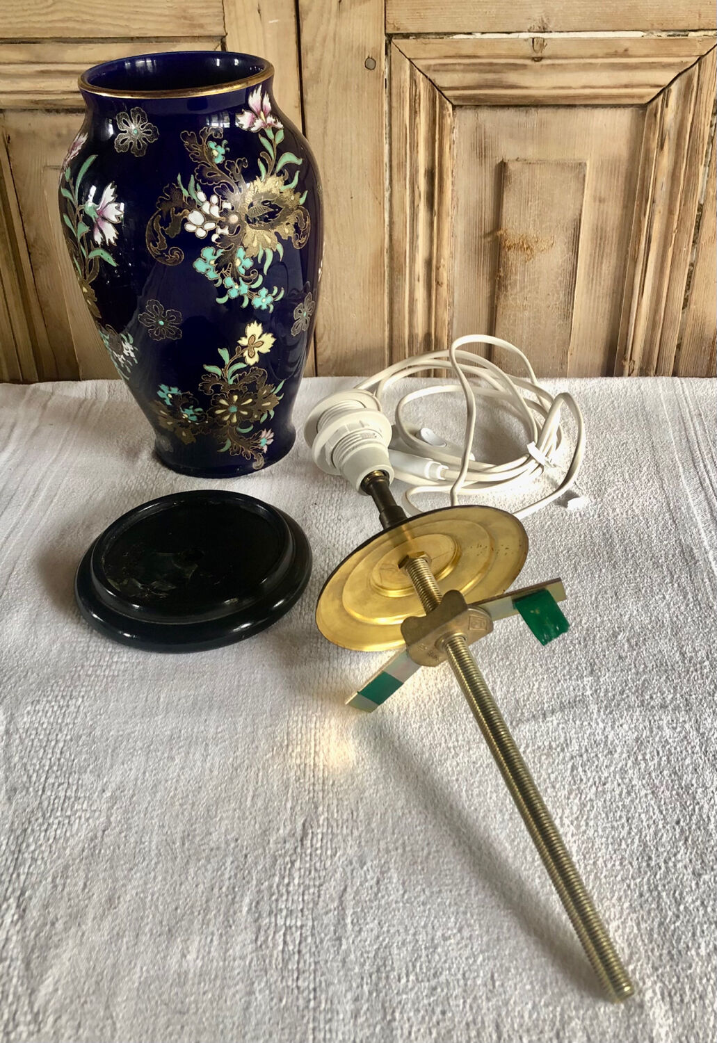 Old vase baluster enamelled lamp Boch Frères Keramis Belgium