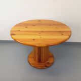 Vintage Scandinavian round pine dining table from the 60s 70s