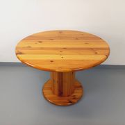Table à manger ronde scandinave vintage en pin des années 60 70