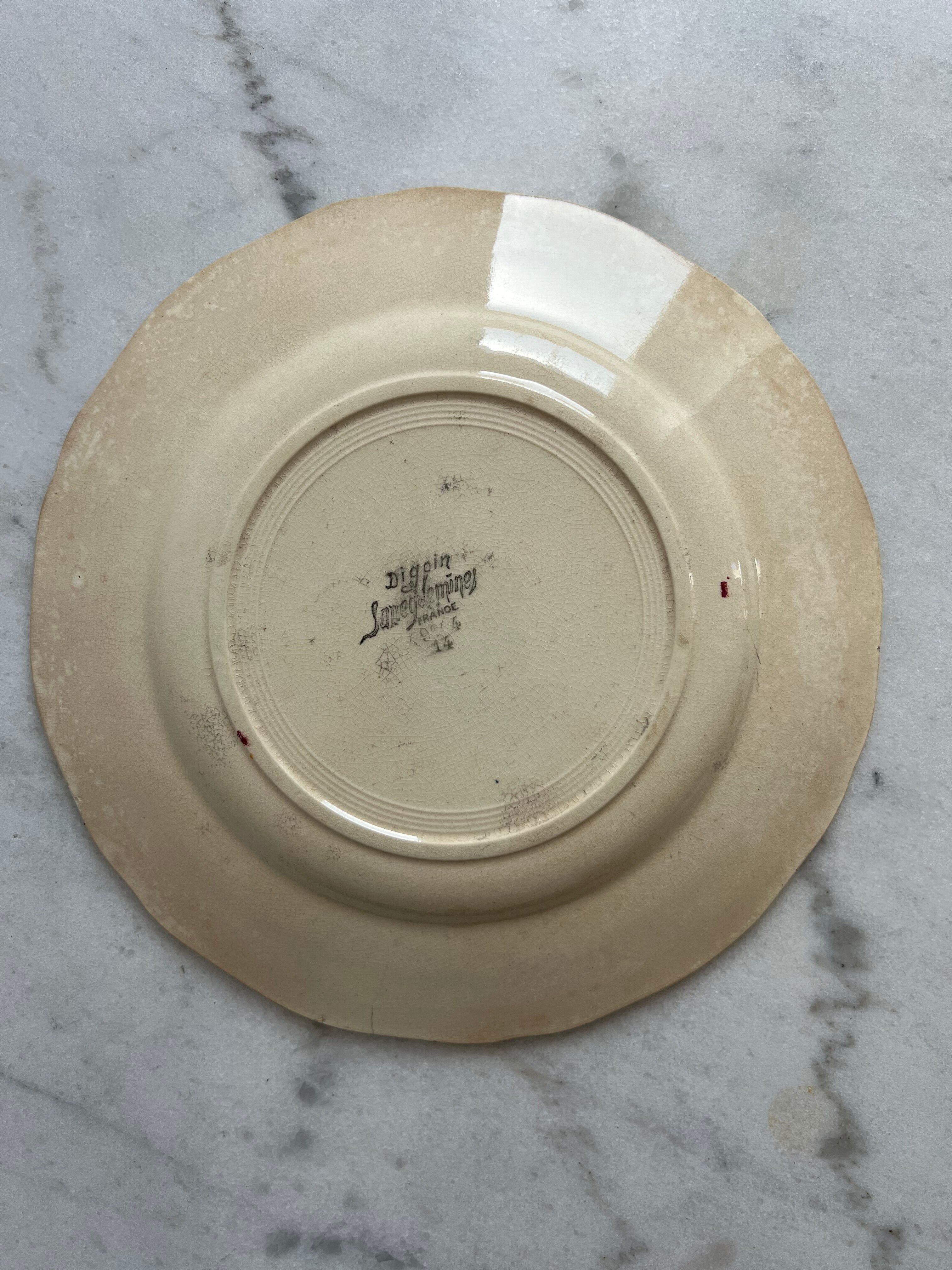 Set of 6 small flat plates Sarreguemines