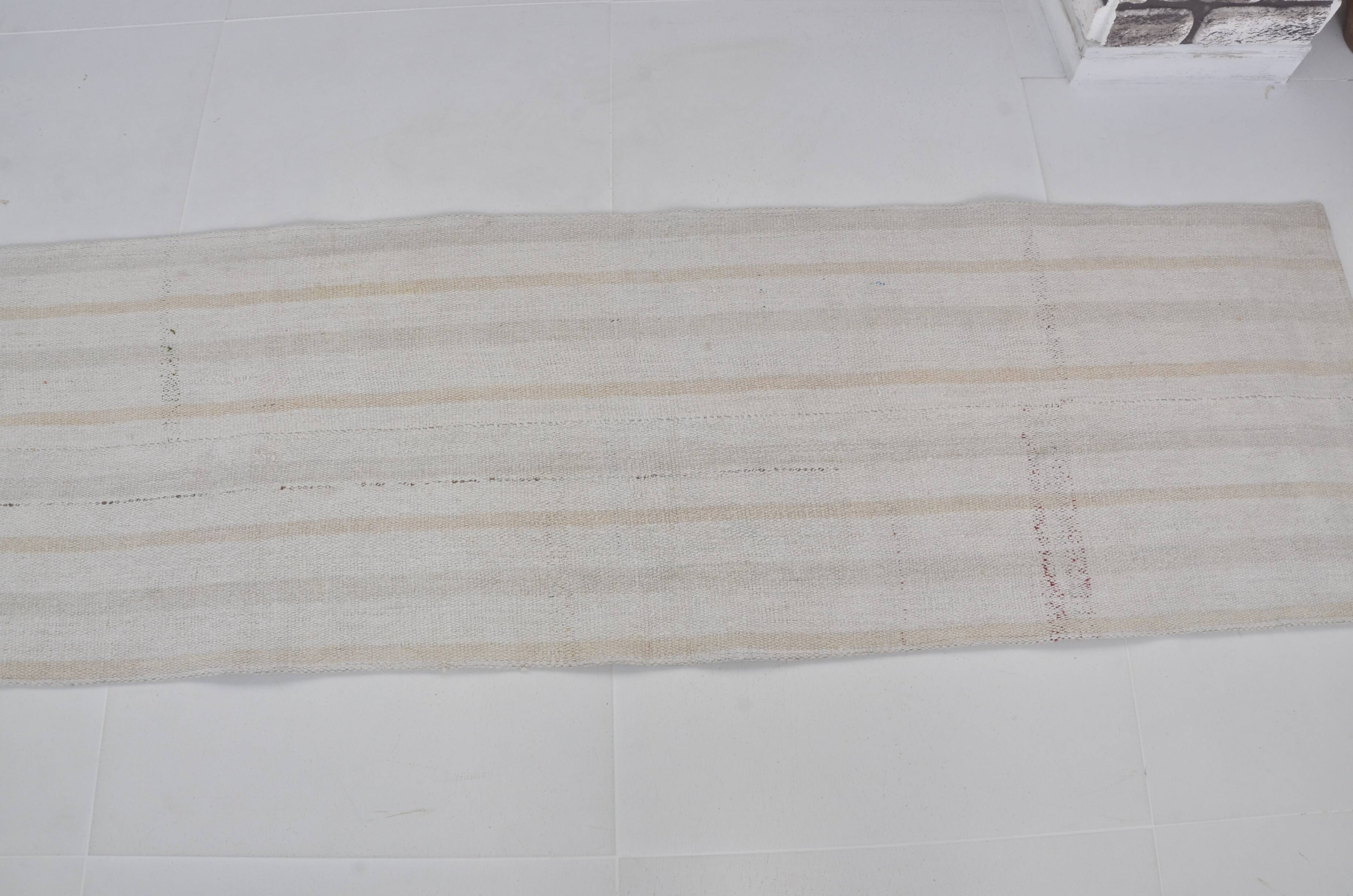 White Neutral Vintage Hemp Kilim Rug sku3799