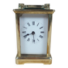 Ancienne pendulette d'officier en laiton horloge pendule de voyage dorée old clock