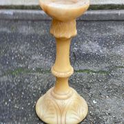 Sellette ronde pied central en marbre albâtre sculpté 52cm