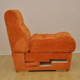 Orange corduroy modular sofa, 1970s.